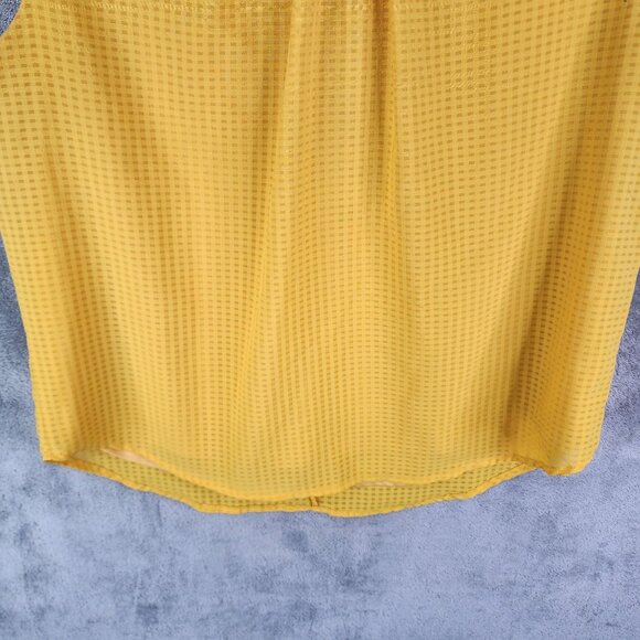 Women's Yellow Meraki Textured Blouse Top Short Sleeve Button Back Size L - Picture 3 of 11